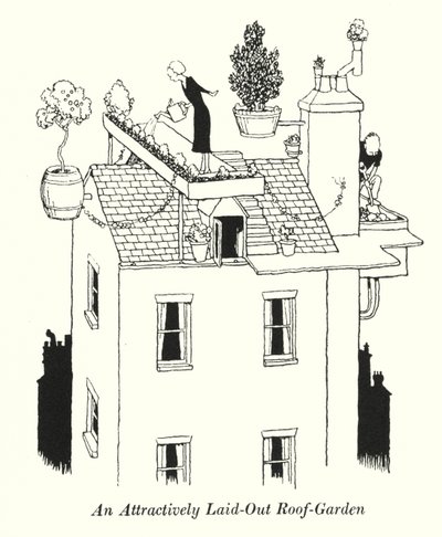 Dikkat Çekici Bir Çatı-Bahçe (lito) by William Heath Robinson