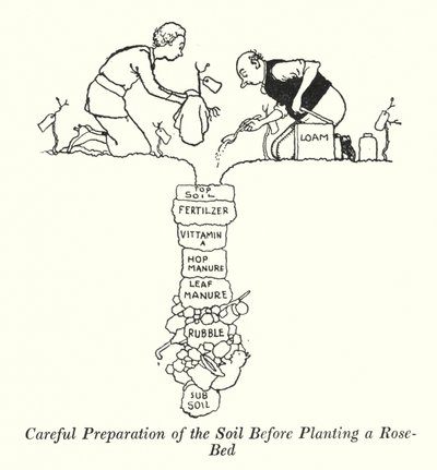 Bir Gül Yatağı (Lito) Dikmeden Önce Toprağın Dikkatli Hazırlanması by William Heath Robinson