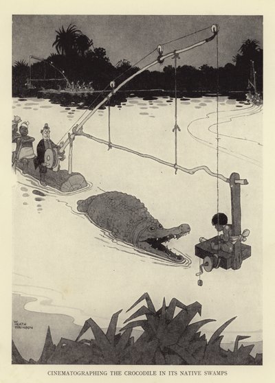 Timsahın doğal bataklıklarında görüntülenmesi by William Heath Robinson