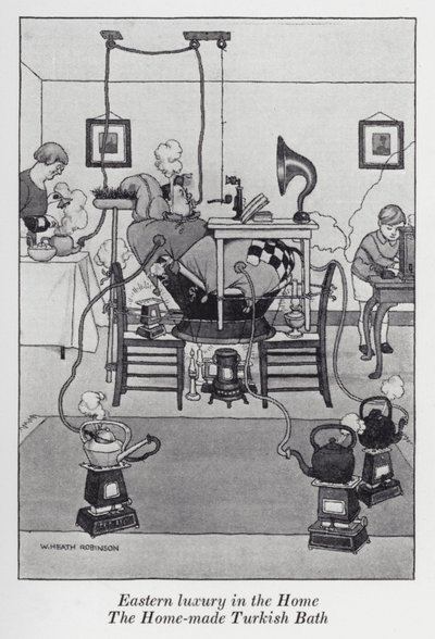 Evde Doğu lüksü, Ev Yapımı Türk Hamamı by William Heath Robinson