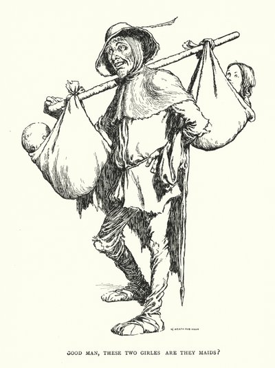İyi adam, bu iki kız hizmetçi mi? (lito) by William Heath Robinson