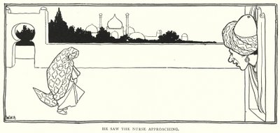 Hemşirenin yaklaştığını gördü (gravür) by William Heath Robinson