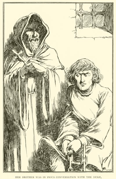 Ağabeyi Dük ile dindar bir sohbet içindeydi. by William Heath Robinson