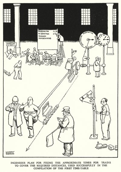 W Heath Robinson (lito) tarafından Demiryolu Ribaldry için İllüstrasyon by William Heath Robinson