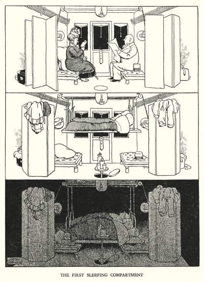W Heath Robinson (lito) tarafından Demiryolu Ribaldry için İllüstrasyon by William Heath Robinson