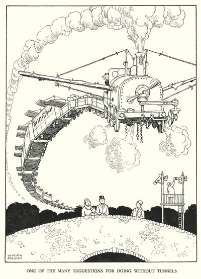 W Heath Robinson (lito) tarafından Demiryolu Ribaldry için İllüstrasyon by William Heath Robinson
