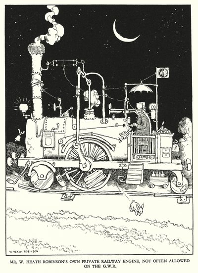 W Heath Robinson (lito) tarafından Demiryolu Ribaldry için İllüstrasyon by William Heath Robinson