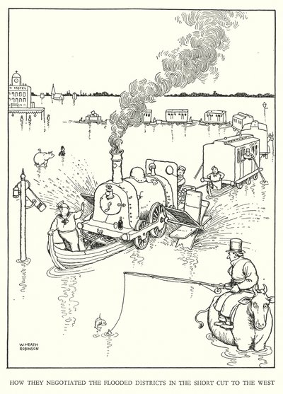 W Heath Robinson (lito) tarafından Demiryolu Ribaldry için İllüstrasyon by William Heath Robinson