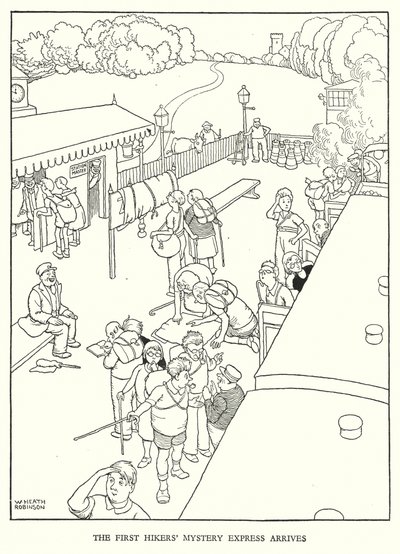 W Heath Robinson (lito) tarafından Demiryolu Ribaldry için İllüstrasyon by William Heath Robinson