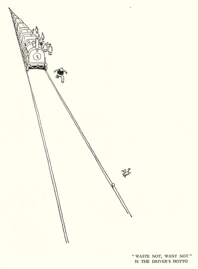 W Heath Robinson (lito) tarafından Demiryolu Ribaldry için İllüstrasyon by William Heath Robinson