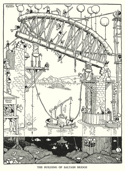 W Heath Robinson (lito) tarafından Demiryolu Ribaldry için İllüstrasyon by William Heath Robinson