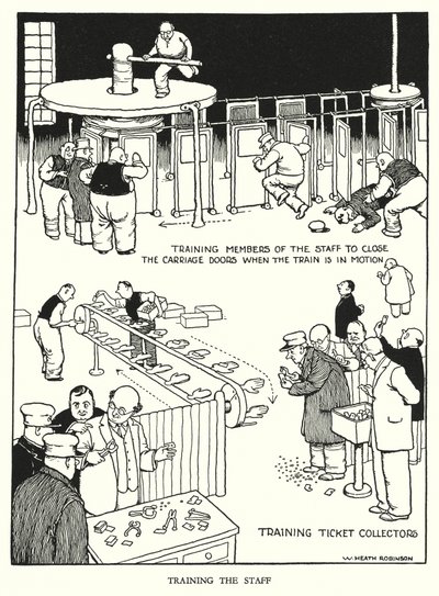 W Heath Robinson (lito) tarafından Demiryolu Ribaldry için İllüstrasyon by William Heath Robinson
