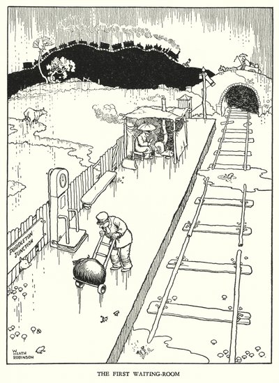 W Heath Robinson (lito) tarafından Demiryolu Ribaldry için İllüstrasyon by William Heath Robinson