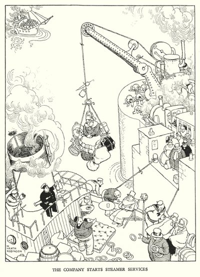 W Heath Robinson (lito) tarafından Demiryolu Ribaldry için İllüstrasyon by William Heath Robinson