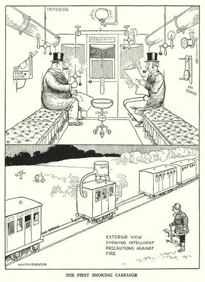 W Heath Robinson (lito) tarafından Demiryolu Ribaldry için İllüstrasyon by William Heath Robinson