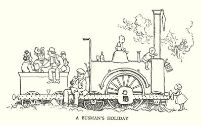 W Heath Robinson (lito) tarafından Demiryolu Ribaldry için İllüstrasyon by William Heath Robinson