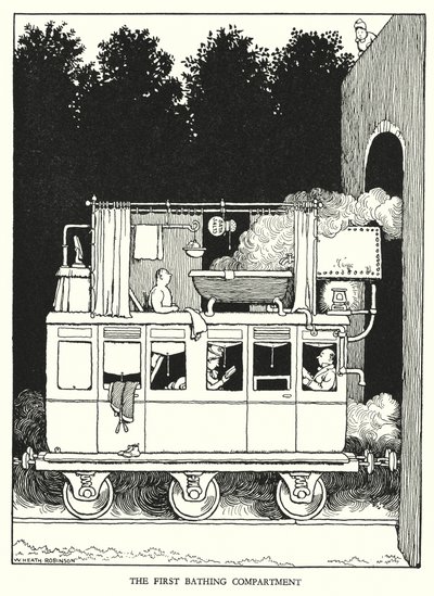 W Heath Robinson (lito) tarafından Demiryolu Ribaldry için İllüstrasyon by William Heath Robinson