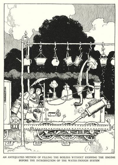 W Heath Robinson (lito) tarafından Demiryolu Ribaldry için İllüstrasyon by William Heath Robinson