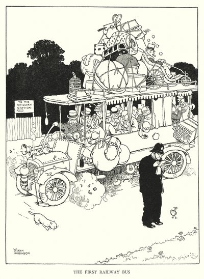 W Heath Robinson (lito) tarafından Demiryolu Ribaldry için İllüstrasyon by William Heath Robinson