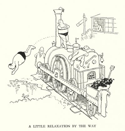 W Heath Robinson (lito) tarafından Demiryolu Ribaldry için İllüstrasyon by William Heath Robinson