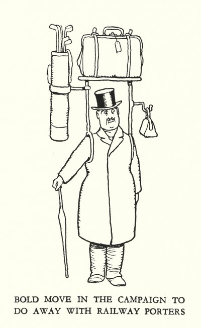 W Heath Robinson (lito) tarafından Demiryolu Ribaldry için İllüstrasyon by William Heath Robinson