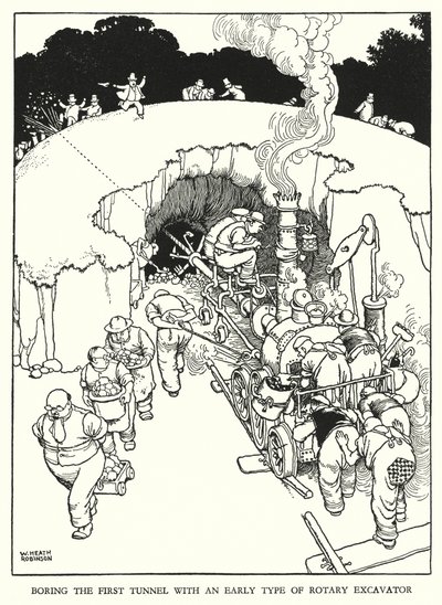 W Heath Robinson (lito) tarafından Demiryolu Ribaldry için İllüstrasyon by William Heath Robinson