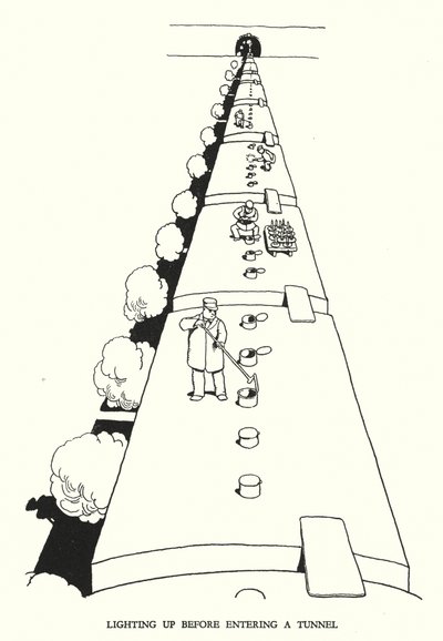 W Heath Robinson (lito) tarafından Demiryolu Ribaldry için İllüstrasyon by William Heath Robinson