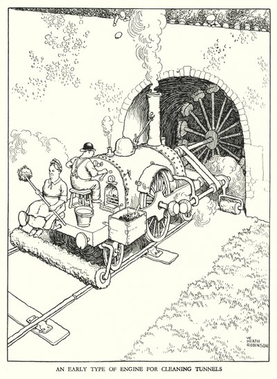 W Heath Robinson (lito) tarafından Demiryolu Ribaldry için İllüstrasyon by William Heath Robinson