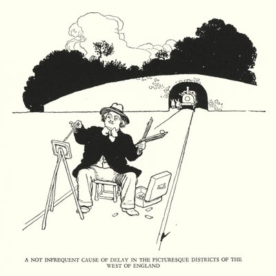 W Heath Robinson (lito) tarafından Demiryolu Ribaldry için İllüstrasyon by William Heath Robinson