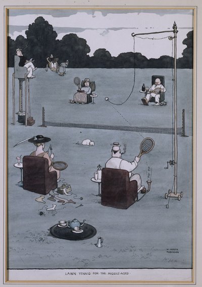 Orta Yaşlılar için Çim Tenisi (kalem & mürekkep ve w/c) by William Heath Robinson