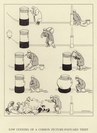 Sıradan bir resimli kartpostal hırsızının kurnazlığı by William Heath Robinson
