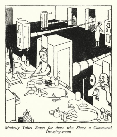 Ortak Bir Giyinme Odası Paylaşanlar için Mütevazı Tuvalet Kutuları (lito) by William Heath Robinson