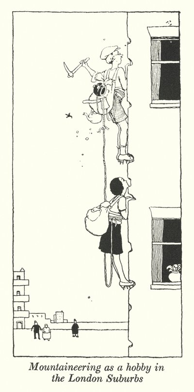 Londra Banliyölerinde hobi olarak dağcılık (lito) by William Heath Robinson