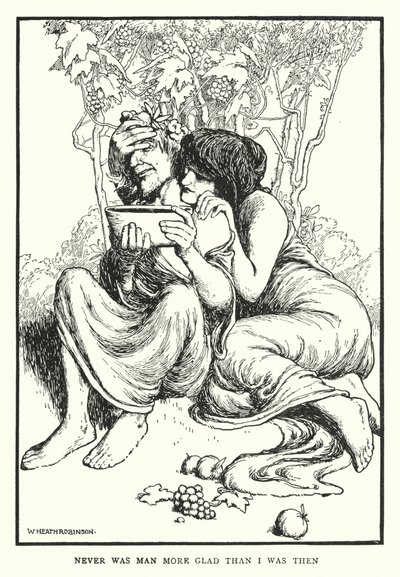 Adam asla benden daha mutlu olmadı (litho) by William Heath Robinson