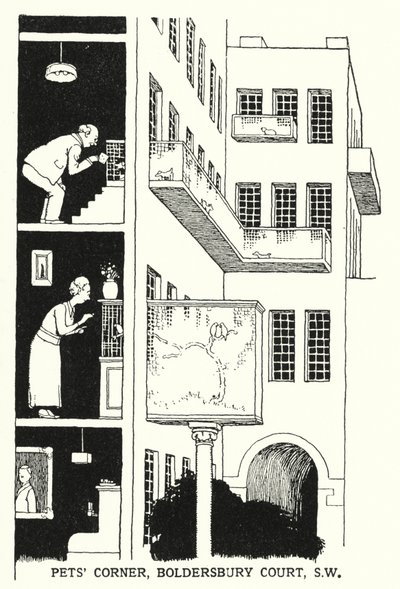 Evcil Hayvan Köşesi, Boldersbury Court, GB (taş) by William Heath Robinson