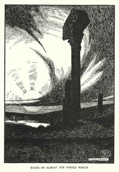 Neredeyse tüm dünyanın kalıntıları (lito) by William Heath Robinson