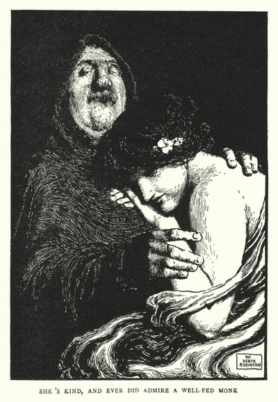 Nazik ve iyi beslenmiş bir keşişe (lito) hayran kaldı by William Heath Robinson