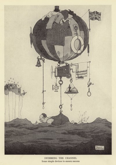 Kanalda yüzmek, başarıyı sağlamak için bazı basit cihazlar by William Heath Robinson
