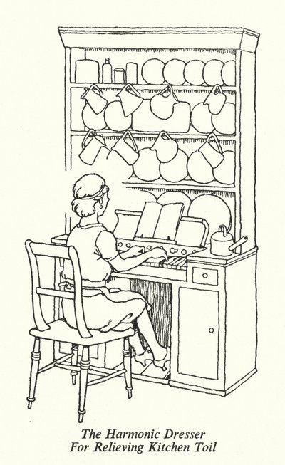 Mutfak Zahmetini Gidermek İçin Harmonik Şifonyer (litho) by William Heath Robinson