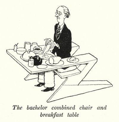 Bekar kombine sandalye ve kahvaltı masası (litho) by William Heath Robinson