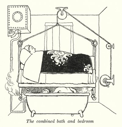 Birleşik banyo ve yatak odası (lito) by William Heath Robinson