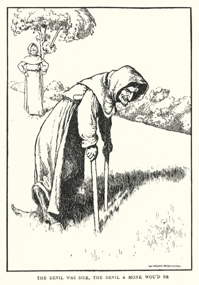 Şeytan hastaydı, şeytan bir keşiş olurdu (litho) by William Heath Robinson