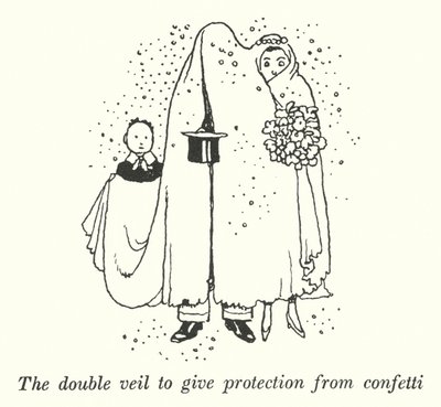 Konfetiden korunmak için çift tül (lito) by William Heath Robinson