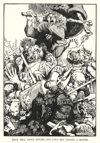 Biçme makinesinin önündeki saman gibi önüne düştüler (lito) by William Heath Robinson