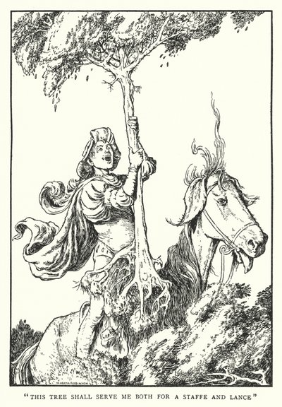 "Bu ağaç bana hem değnek hem de mızrak olarak hizmet edecek" (lito) by William Heath Robinson