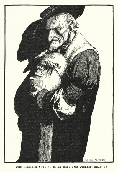 Hiçbir şey ödünç vermeyen çirkin ve kötü bir yaratıktır (lito) by William Heath Robinson