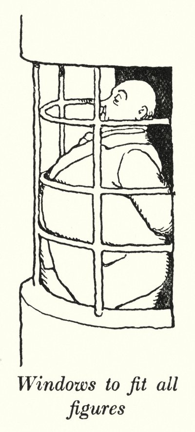Tüm rakamlara uyacak pencereler (litho) by William Heath Robinson