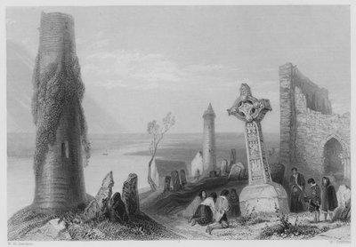Antik Haç, Clonmacnoise (gravür) by William Henry (after) Bartlett