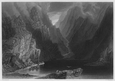 Dunloe Boşluğundaki Dağlar (gravür) by William Henry (after) Bartlett