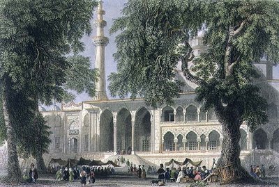 Yeni Djami veya Sultana Valide Camii, İstanbul, J.C. Varrall tarafından oyulmuş, c.1850 (aquatint) by William Henry (after) Bartlett